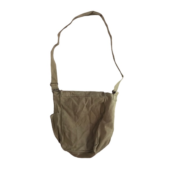 Tan brown 100% canvas 90s satchel snap closure medium boho hippie shoulder bag - Picture 6 of 8